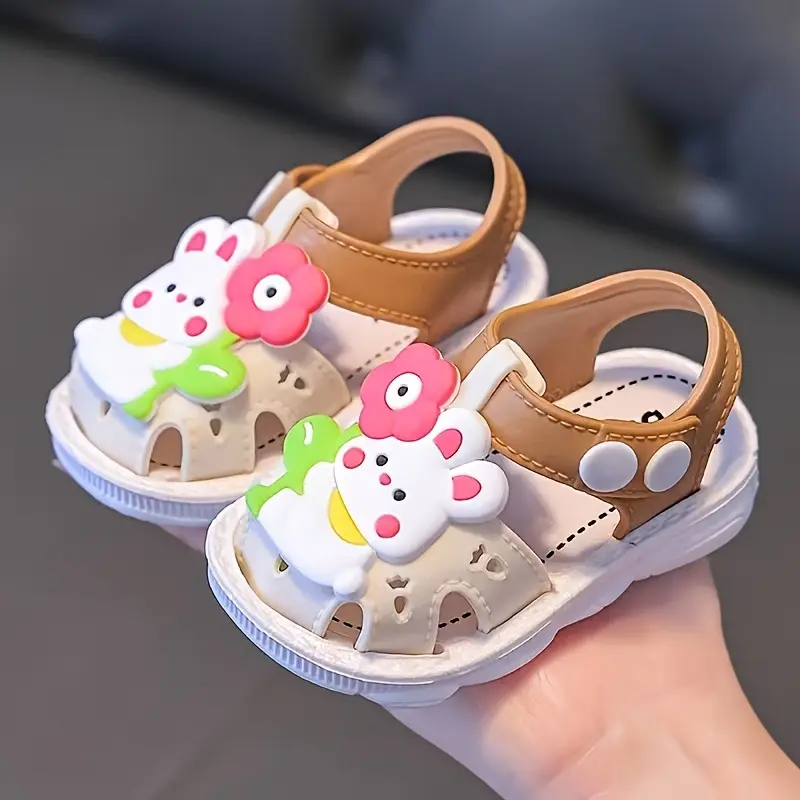 Girls' Synthetic Open-Toe Buckle Sandals - Non-Slip, Small to Medium Sizes, Kids' Outdoor Walking Shoes