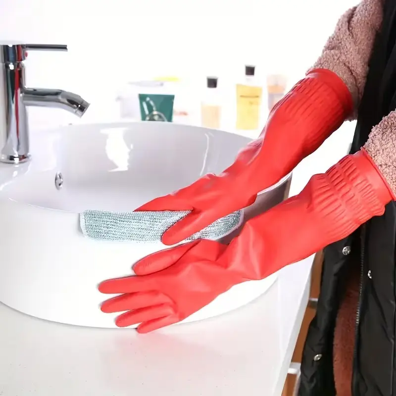Dish Cleaning Gloves, Soft Comfortable Extended Thick Kitchen Household Gloves, Ideal for Washing, Laundry, and Home Cleaning