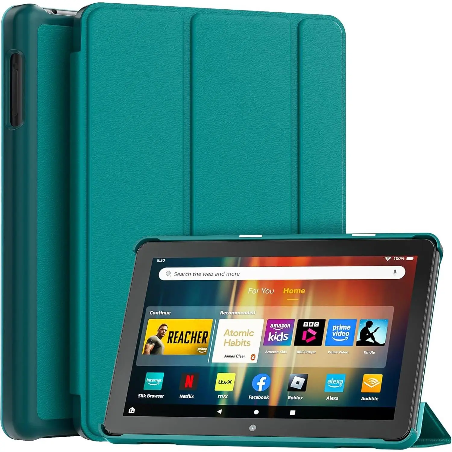 Case for Amazon Fire HD 8 Tablet (12th/10th Gen, 2024/2022/2020), Emerald, Slim Light Smart Trifold Stand PU Leather Cover for Leisure, Work, Outdoor Fashion, Durable with Auto Wake/SleepGift