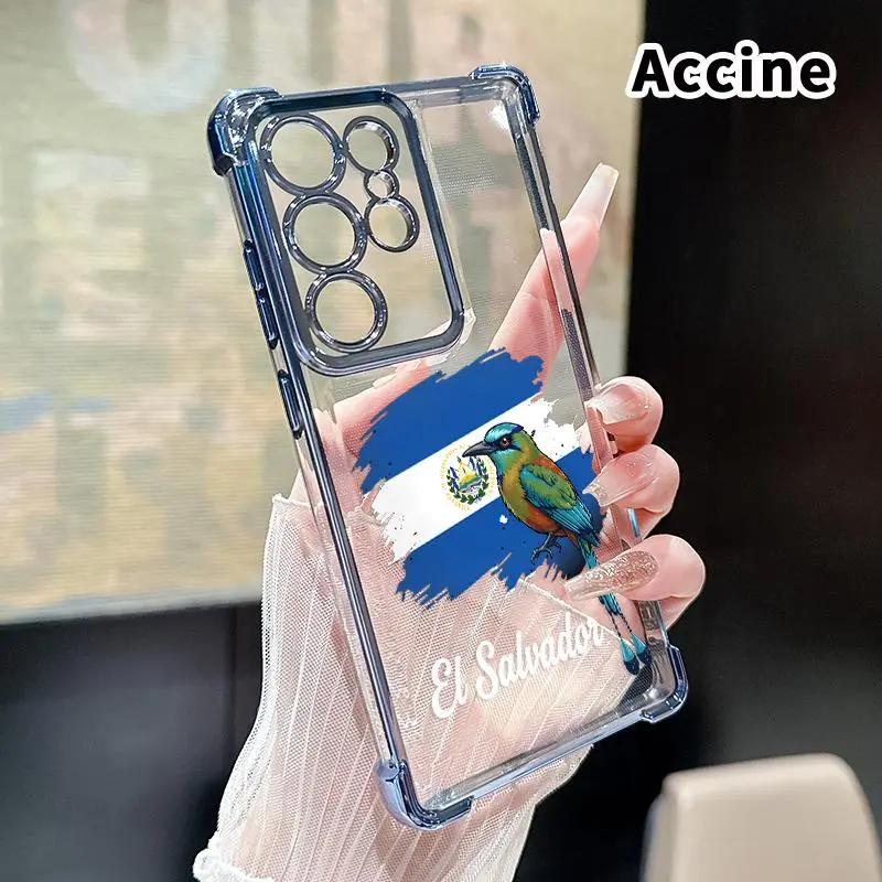 Galaxy Series Soft TPU Phone Case for Samsung Galaxy S22+ S23 Ultra S24 Plus S25 S26 Edge, El Salvador Avian Beauty Pattern, 4-Corner Air Cushion Protection, Crash-Proof Anti-Drop Shockproof Flexible Protector, Lightweight Non-Slip Handheld Cover