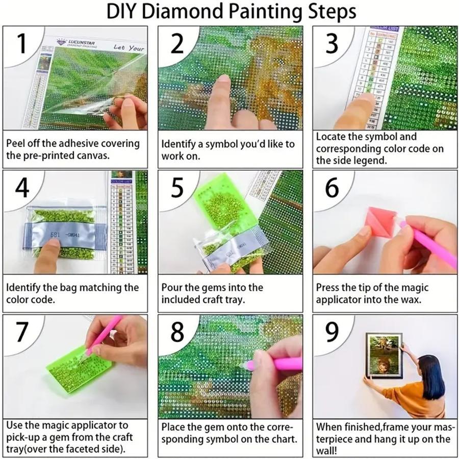 Diy Diamond Arts Colorful Painting Kit, 1 Set Book & Girl Pattern Diamond Arts Colorful Painting Kit without Frame, Diy Decorative Art Picture for Beginner, Handmade Gifts, Cross Stitch Kit, Handcraft