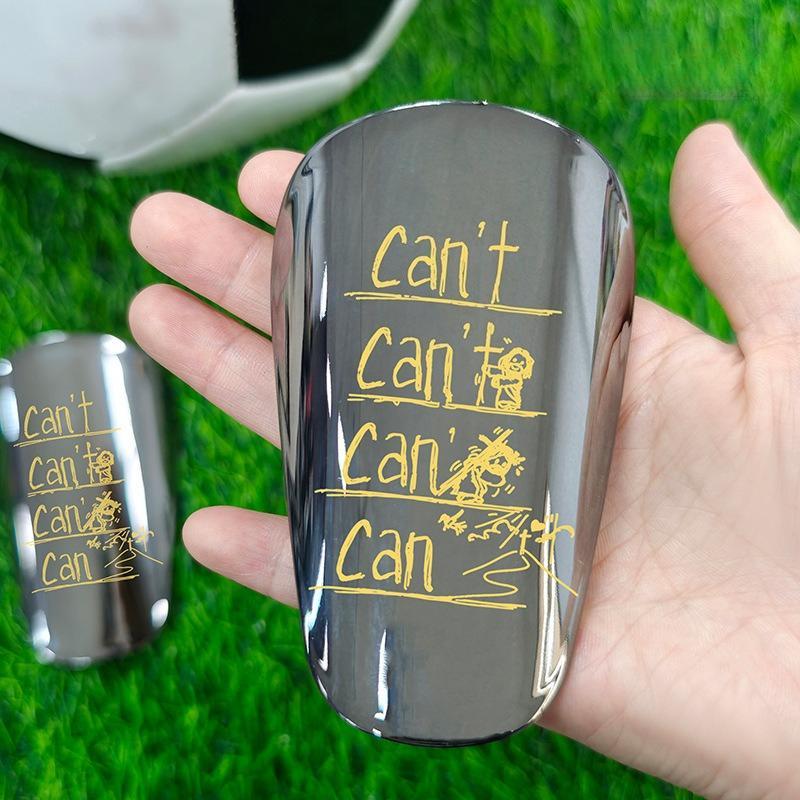 1 Pair Mini Soccer Shin Guards for Adults, Thick Electroplated Metal Sports Protective Gear with "CAN'T HEAR YOU" Design, Inserts for Enhanced Fit and Protection, Mini Shin Guards,Valentine's Day gift
