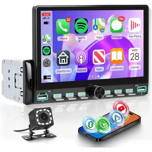 Rimoody Single Din Car Stereo with Wireless  Carplay Android Auto You-Tube, 7" IPS Touch Screen Car Radio 1 Din with Piano Keys Support Backup Camera Mirror Link Bluetooth FM USB EQ SWC
