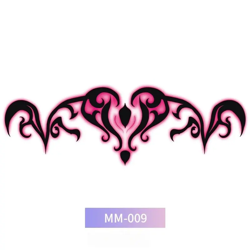 Sexy Succubus Heart Tribal Temporary Tattoo Stickers, Waterproof Long Lasting Fake Body Tattoos, Gothic Heart Vine Flower Design