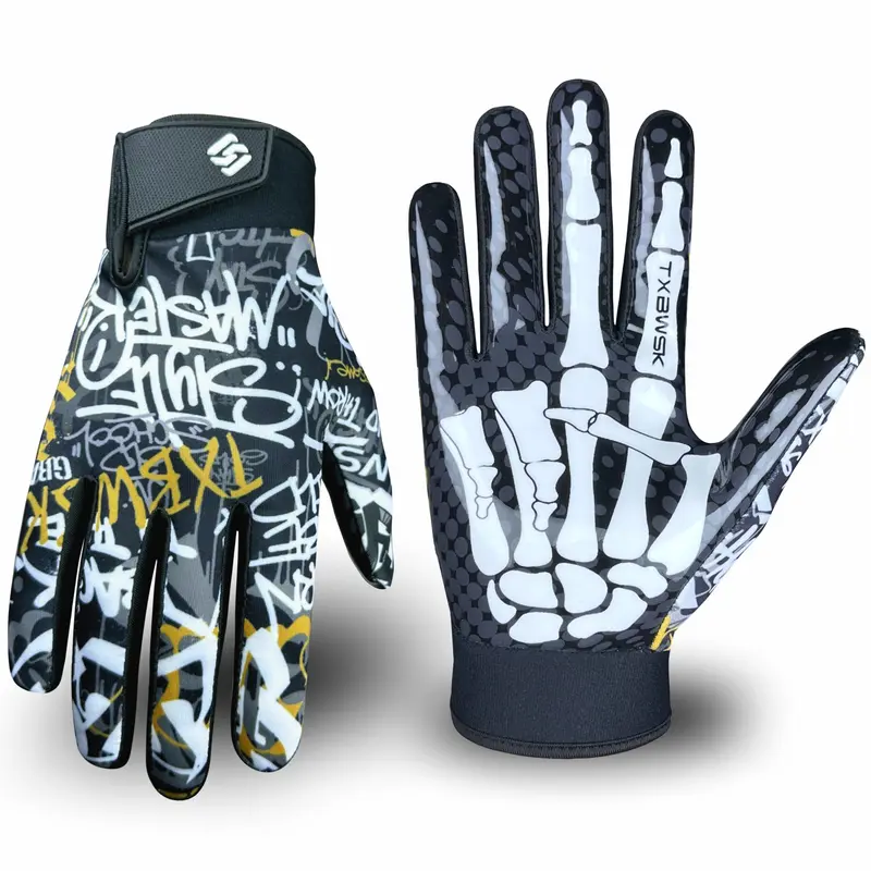 Unisex High-Adhesive Football Gloves, Breathable Backhand Fabric, Enhanced Grip Palm, Ideal for American Football Training and Games