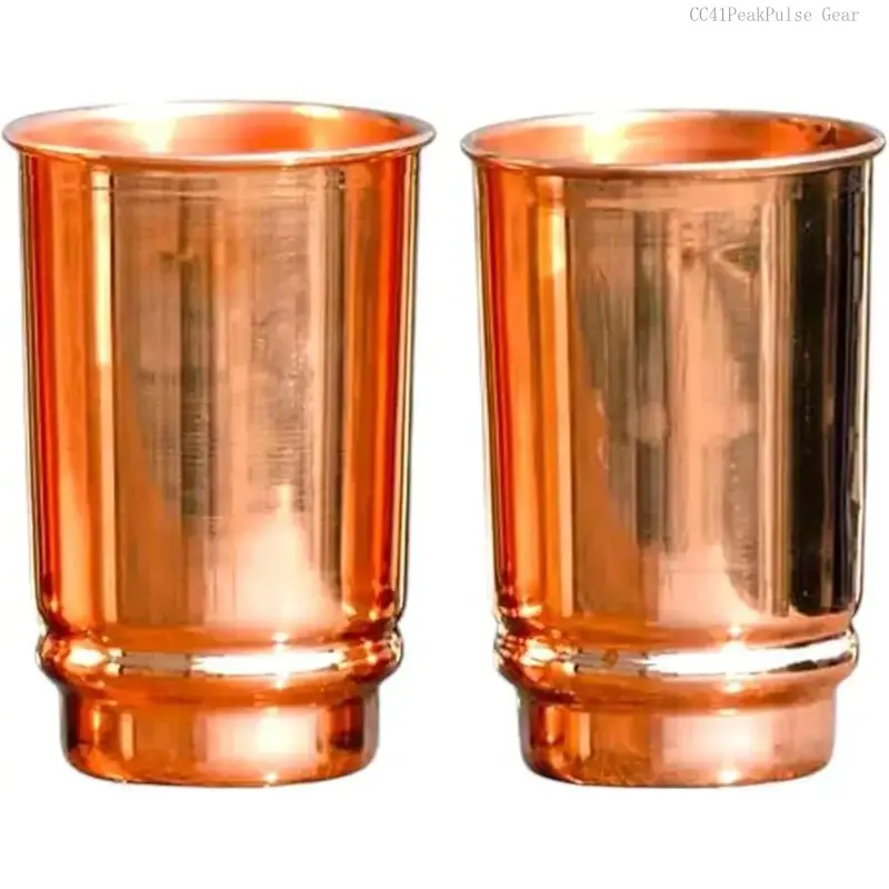 Pure Copper Tumblers for Drinking - Set of 2 Ayurvedic Copper Glasses| 11.83 Fl Oz Each|  for Home, Office, Travel, Hotel & GiftingCC41PeakPulse Gear