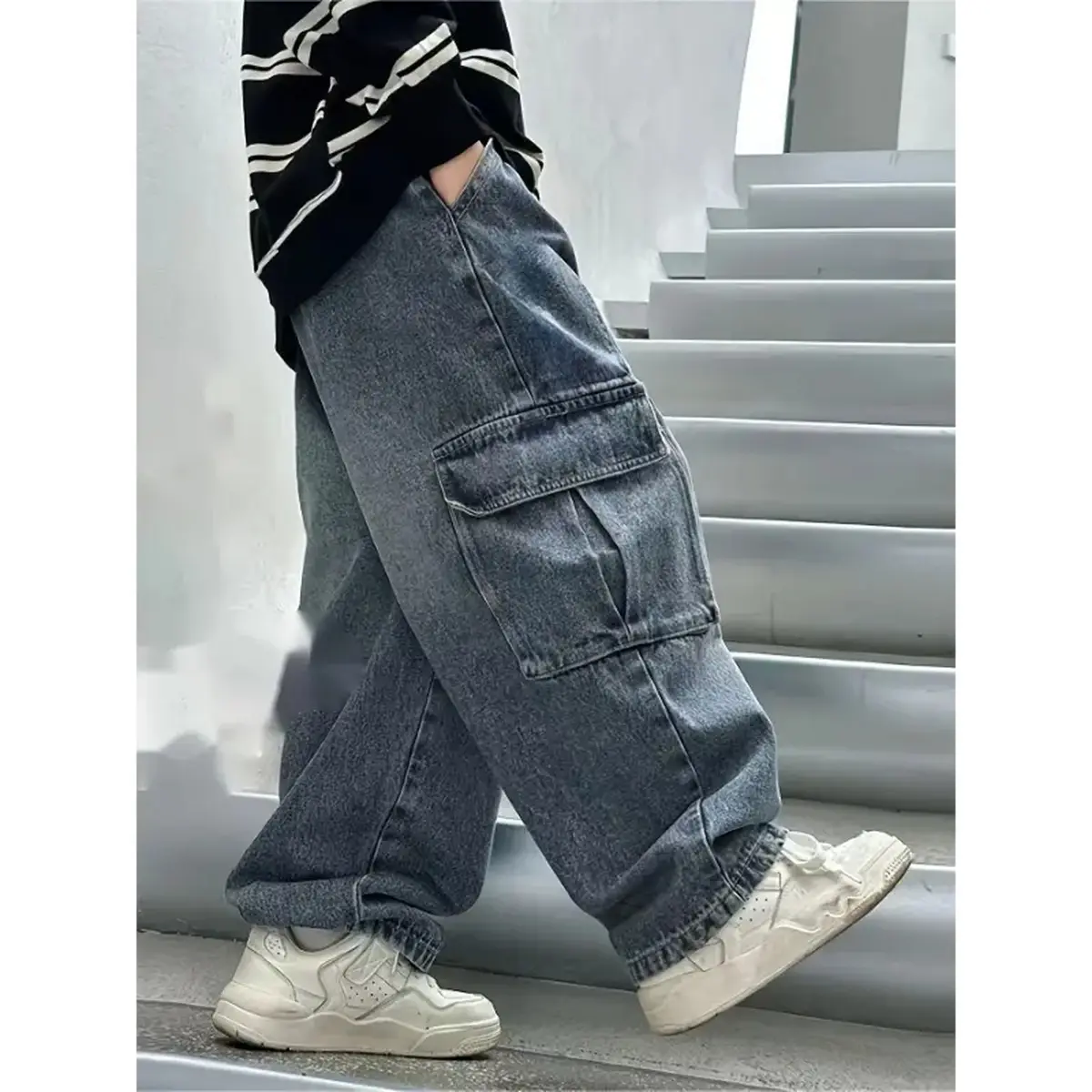 New Boys' Cargo Pants, Loose Fit Jeans, Cool and Comfortable