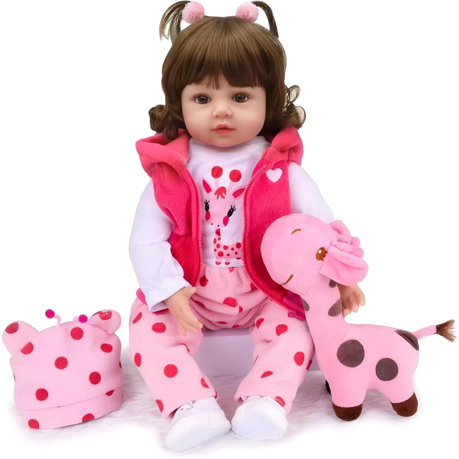 18-Inch (46cm) Lifelike Reborn Baby Girl Doll Soft Body Real Looking Doll - Cute Newborn Doll, Weighted Soft Cloth Body, Poseable Limbs with a full set of nursing accessories, Kids Toys for 3+ (Birthdays, Christmas)