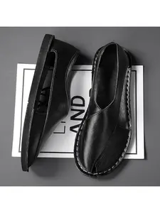Men's Hand Stitching Split Toe Leather Sandals Vintage Cross Strap Closed Toe Flat Mules