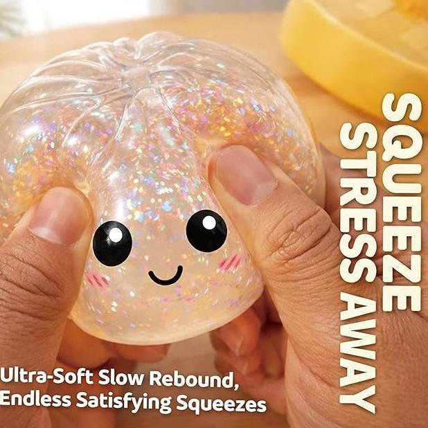 Giant Glitter Dumpling, Giant Dumpling Squishy, Mega Rainbow Dumplings, Cute Anxiety Relief Fidget Toy, with Steamer Box,Soft Squeeze Decompression Dough for Adults