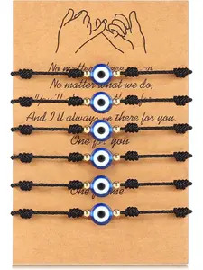 6Pcs Nazar Evil Eye 7 Knot Braided Red String Bracelets, Kabbalah Spiritual Protection Lucky Amulet Adjustable Cord Aesthetic Jewelry, Unisex Couple Friendship Bracelet Gifts for Women Men Girls Boys