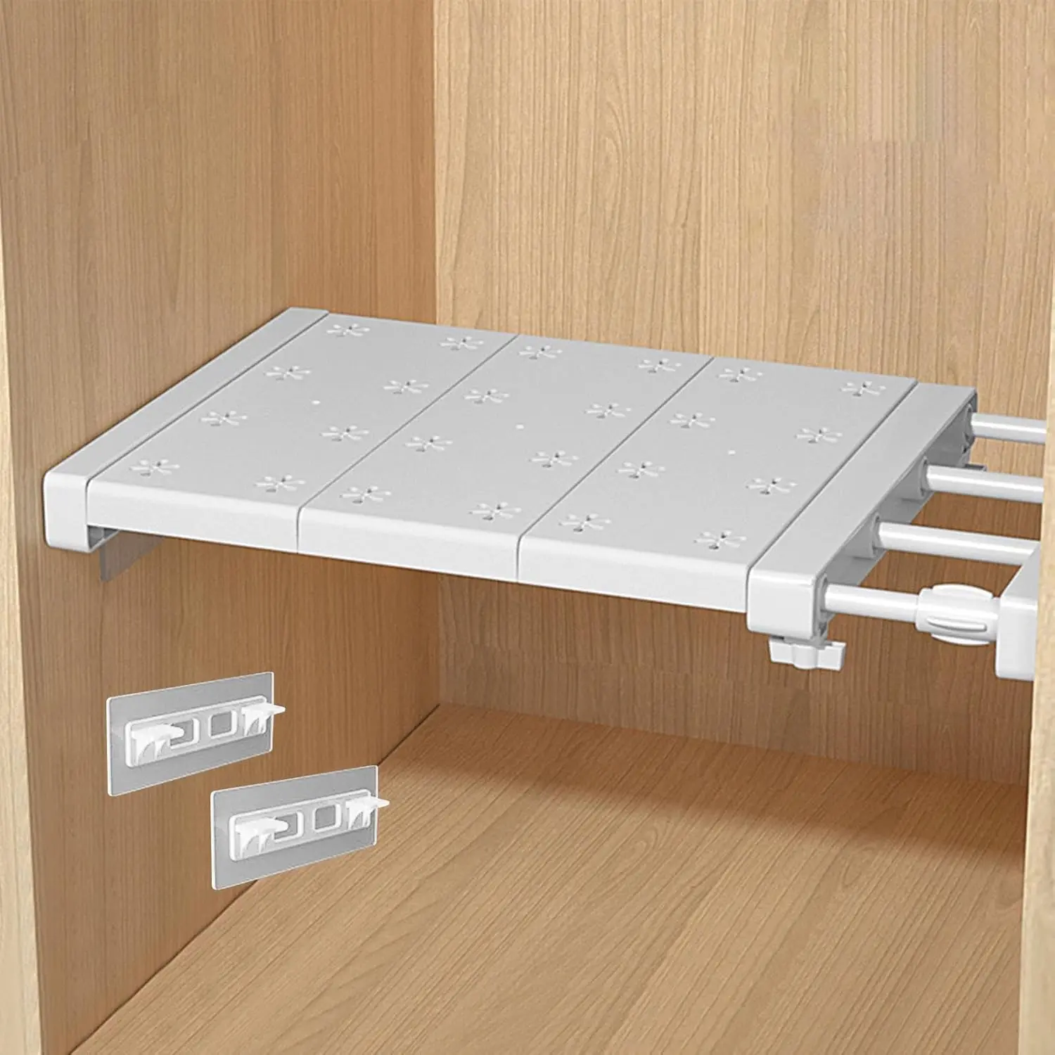 Expandable Closet Tension Shelf Rod, Adjustable Metal Storage Rack, DIY Organizer Divider Separator for Cabinet Wardrobe Cupboard Kitchen Bathroom (Size:38-60cm)