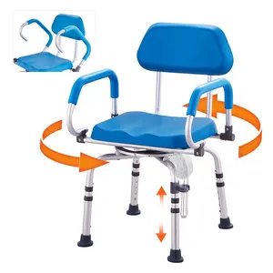 VEVOR Swivel Shower Chair 360 Degree, Adjustable Shower Seat with Pivoting Arms Padded Bath Seat for Inside Shower or Tub, Non-Slip Rotating Bathtub Chair for Elderly Disabled, 300LBS Capacity