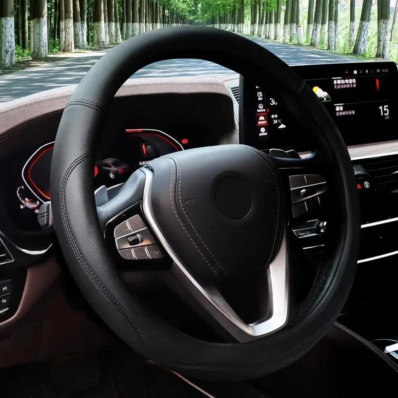 All-Season Universal-Fit Steering Wheel Cover, Anti-Slip Wear-Resistant Auto Interior Protector Wrap for Most Vehicles