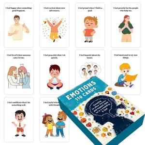 55 Emotion Recognition Cards for Self-Regulation and Heart Health Improvement, Parent-Child Interaction Cards, 110 Questions