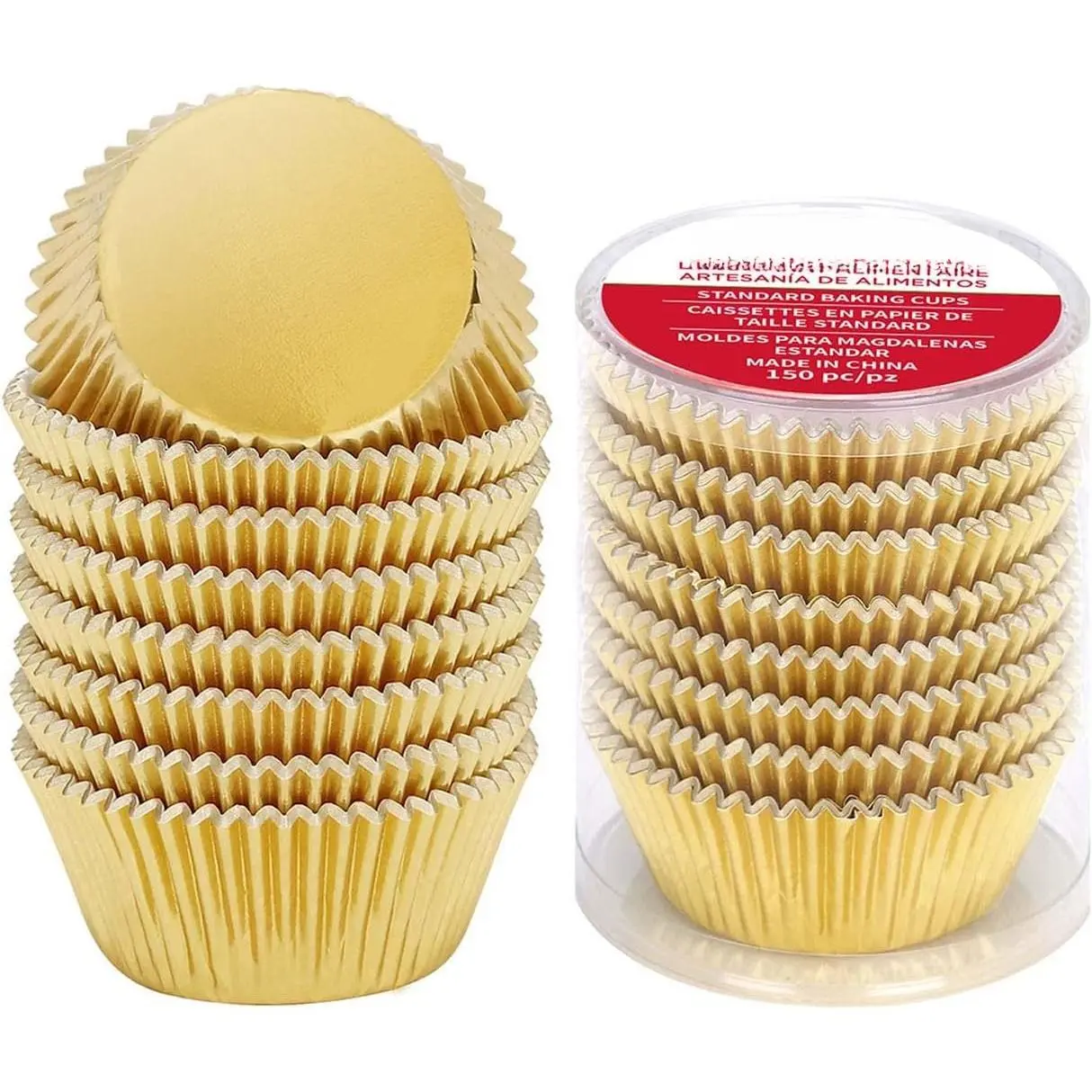 Standard Cupcake Liners  Foil Muffin Baking Cups 150-Pack -  Greaseproof & Sturdy Cupcake Papers
