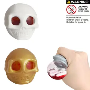 2-Pack Cool Skull Squeeze Worm Rubber Toys, Stress Relief Music Horror Funny Creative Toys, Perfect for Gifts, Halloween, Office Fun
