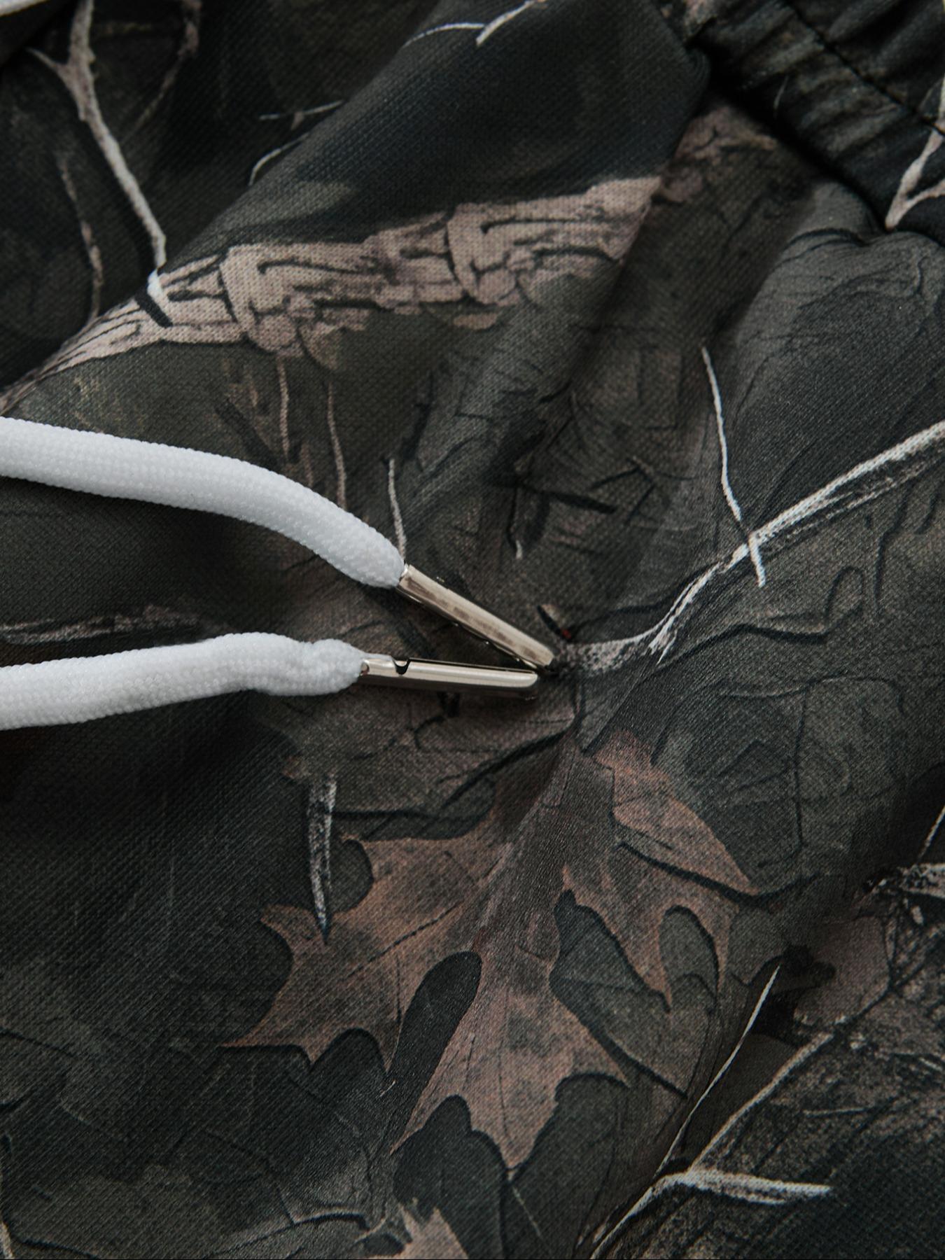 Men's Tree Branch Camouflage & Camouflage Loose-Fit Knit Pants, Y2K Style Summer Streetwear, Retro Hip Hop Fashion