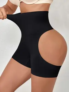 1 Count Women’s Ribbed Seamless High Compression Shapewear Shorts, Fajas, Colombian Shapewear, Butt Lifting Tummy Control Shaping Panty, Anti-Chafing Thigh Support Bottom, Stretchy Invisible Everyday Booty Shaper Panties, Suitable For Various Occasions
