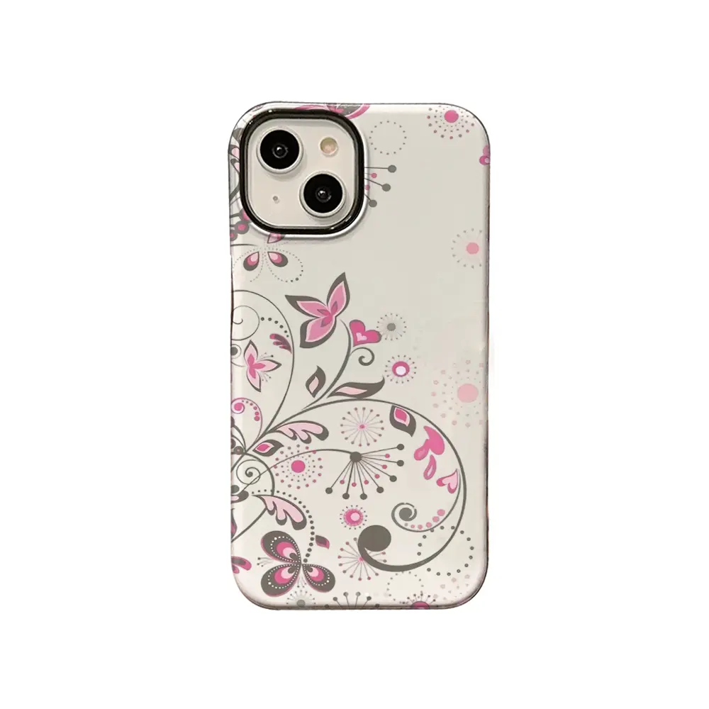 Pink Butterfly Floral Vine Custom Smartphone Case - Soft Feminine Aesthetic Accessory, Fits iOS iPhone 17,16,15,14,13,12,11 Plus Pro Max Series, Cute Girly Gift for Fashion Lovers, Accessories