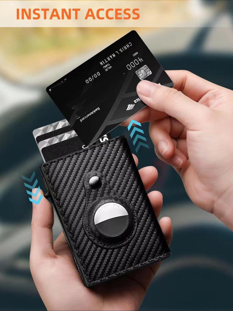 Men's Carbon Fiber Pattern RFID Blocking Card Holder, Slim Smart Wallet with ID Card Slot, Compact Stylish Credit Card Holder