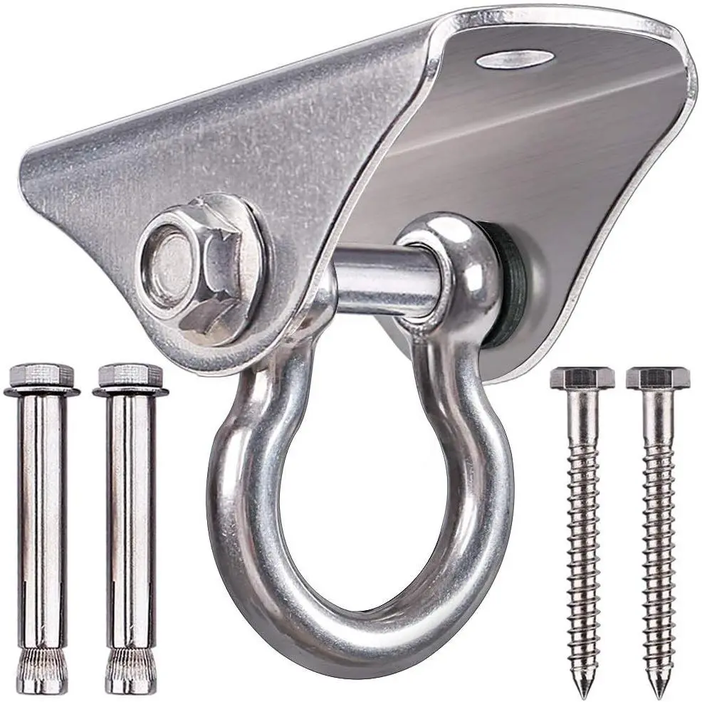Stainless Steel Heavy Duty Ceiling Mount Swing Hanger 1600 LB Capacity for Swing Seat, Yoga, Heavy Bag, Porch Swing, Hanging Chair with 2 Screws and 2 Expansion Bolts