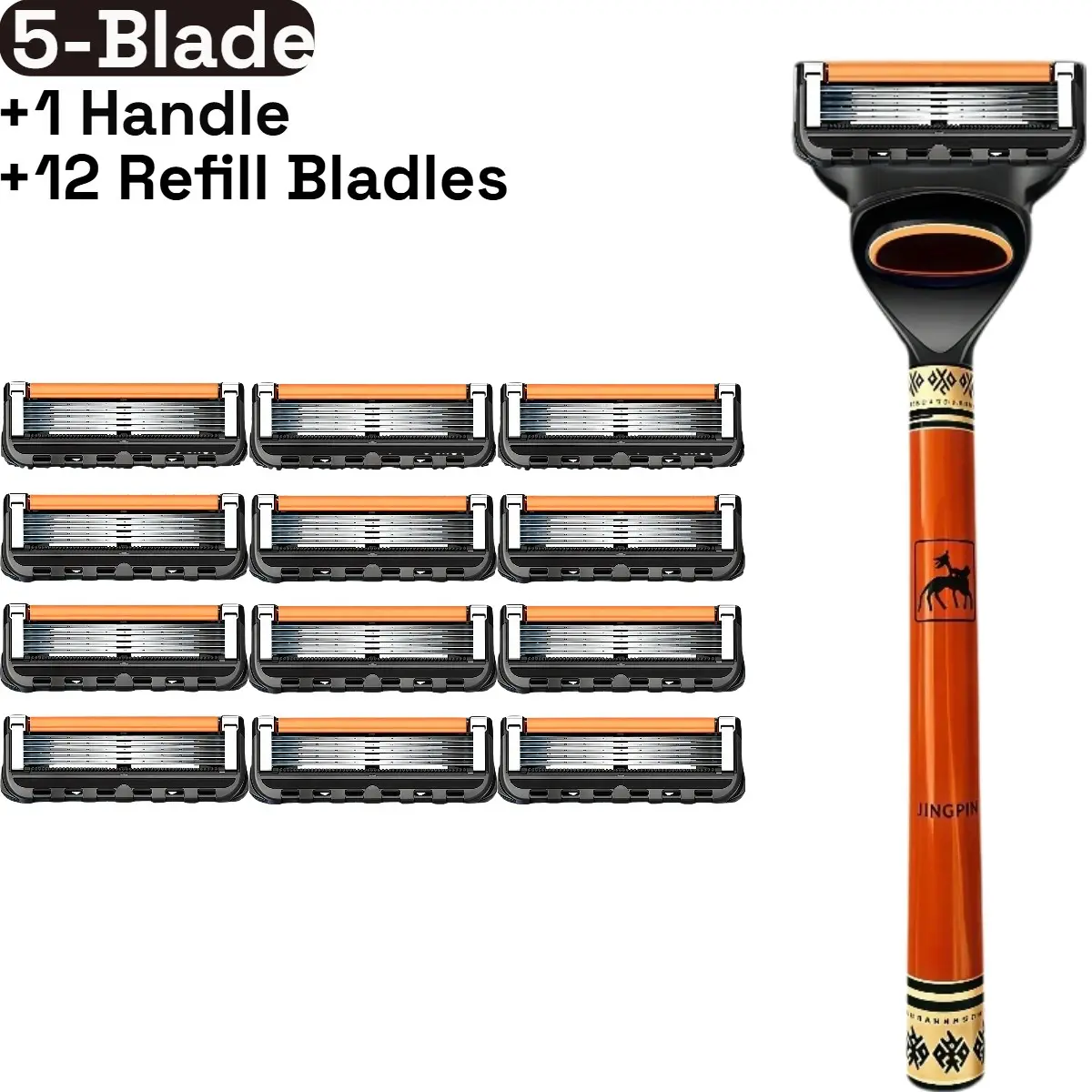 Men's shaving kit, razor set, 1 handle and refill blades, safety razor, 5 blade razor for men, men grooming razor, sensitive skin razor men.
