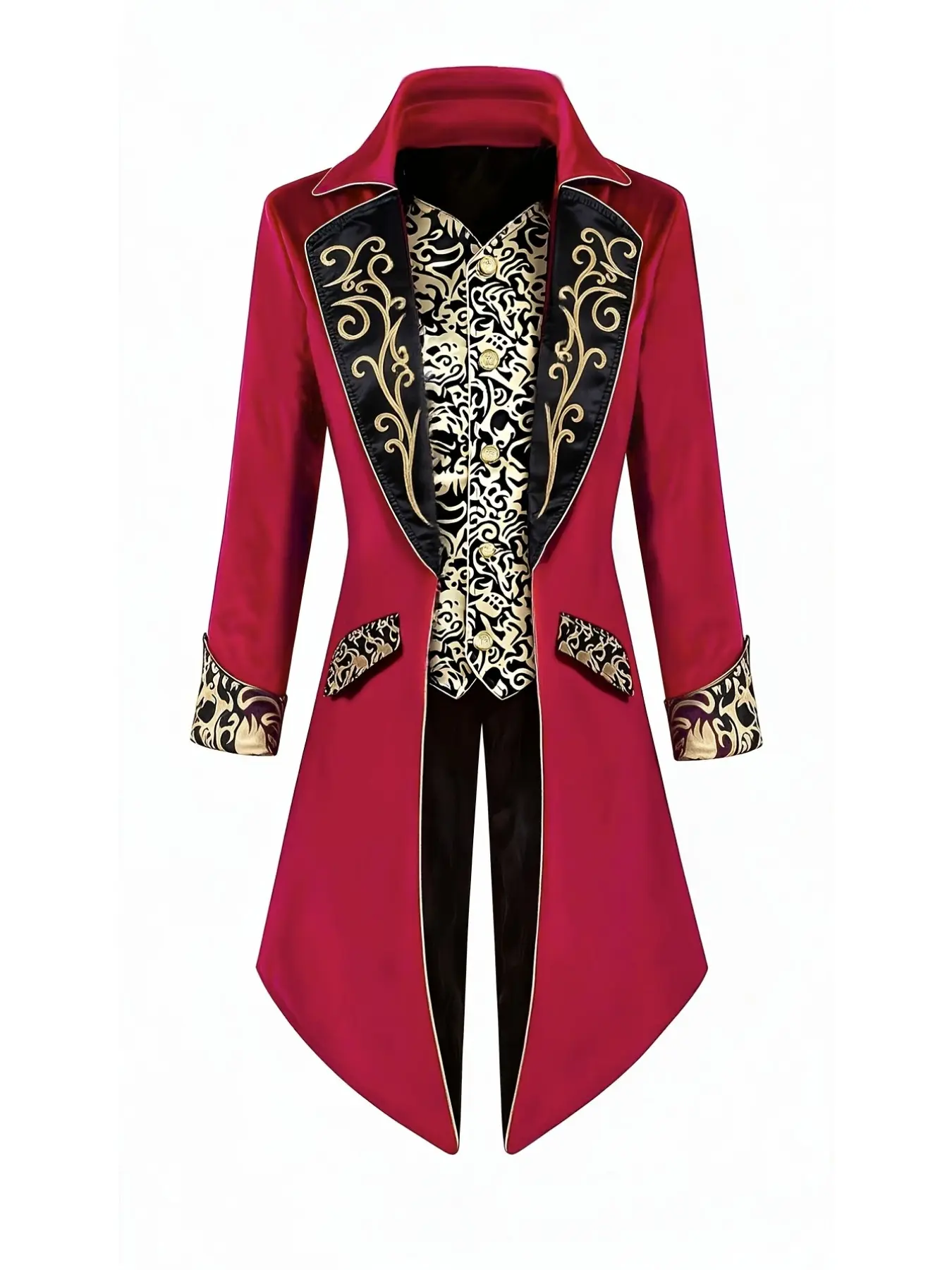 Men's Victorian Tailcoat, Vintage Court Embroidered Long Coat, Steampunk Gothic Vampire Costume, Halloween Masquerade Jacket, Gothic Clothes