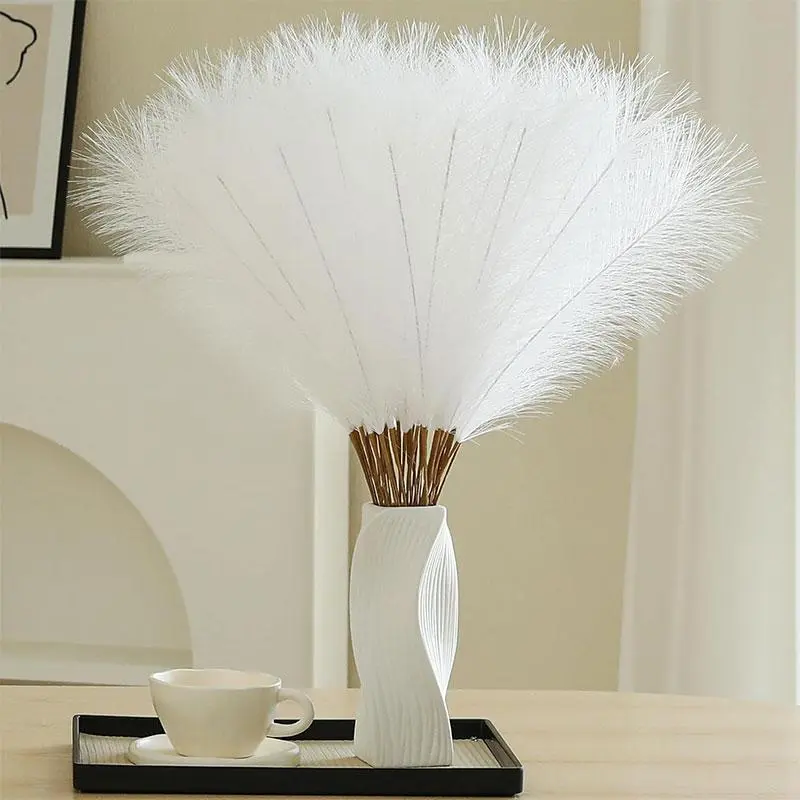 40pcs White Pampas Grass - 45 cm Faux Pampas Grass Decor, Artificial Tall Pampas Grass for Wedding Flower Arrangement, Party Decorations, Christmas and Home Decor