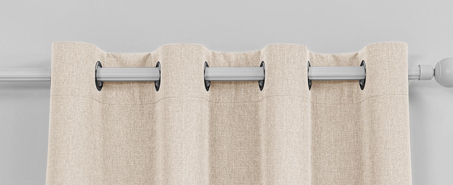 100% Blackout Curtains for Bedroom, Black Out Curtains 96 Inch Long, Room Darkening Curtains for Living Room, Long Grommets Drapes, Thermal Curtains(2 Panels, Beige)