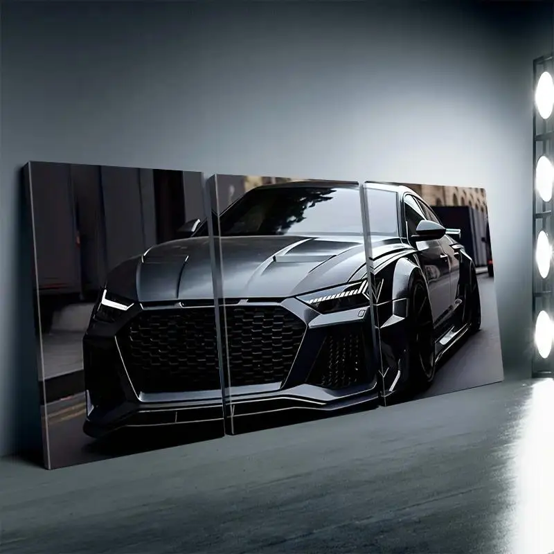 3-piece Set Modified Sports Car Design, High-Definition 8K High-Quality Ink Printing, Modern Home Office Decoration
