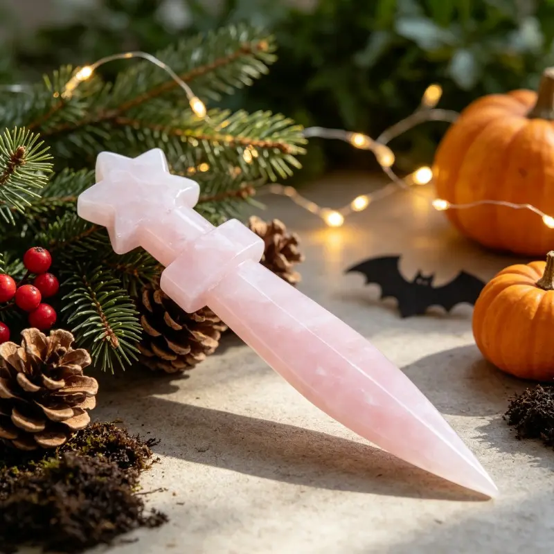 Natural Gemstone Star Blade Carved Sword, Crystal Knife, Home Decor, Gothic Witch Decoration, Halloween Christmas Gift, Handmade Craft Collectible