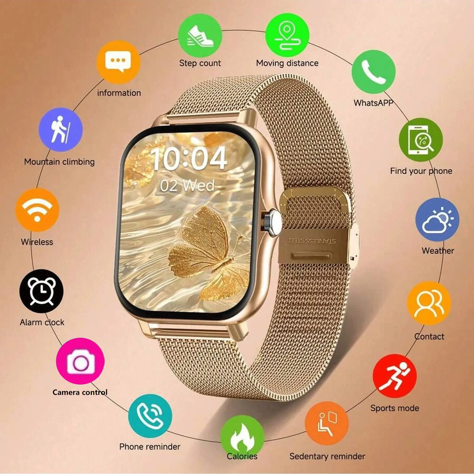 Ideal Gift - Smartwatch Wireless Call, Message Alert, Pedometer & Calorie Tracking, Multiple Sports Modes, Weather Forecast, Wireless Connection, Rechargeable Battery, Lightweight & Comfortable, Unisex, Great for All Gifting Occasions