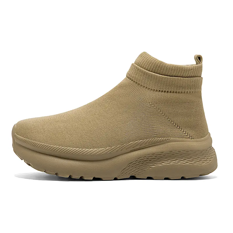 XORAM Men's Closed High-Top Knitted Slip-On Footwear - Thick-Soled, Cushioned, Fleece-Lined Athletic Trainer, Casual Walking Shoes A03