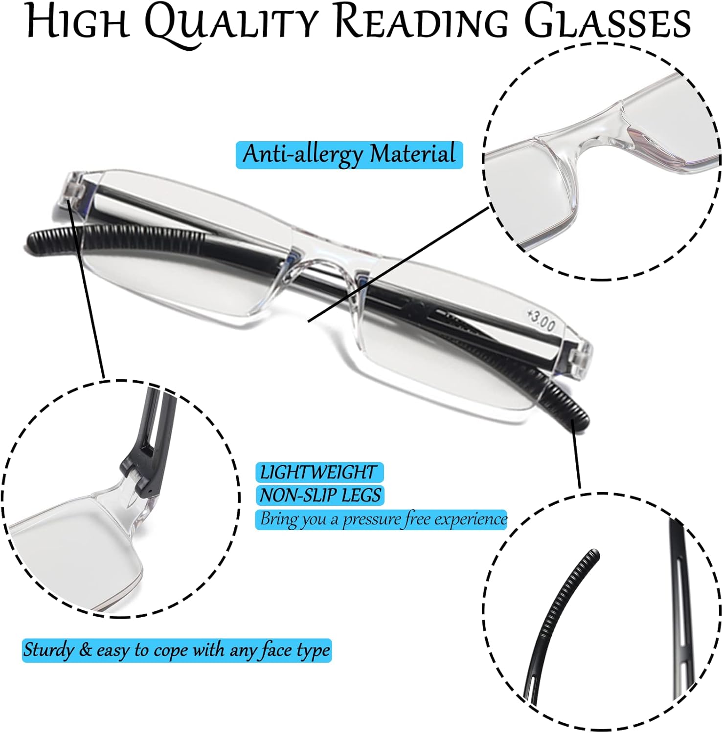 3 pairs of reading glasses, blue light blocking glasses, computer reading glasses for men and women, fashionable rectangular one-piece glasses frame+1.5(Emerald Green)