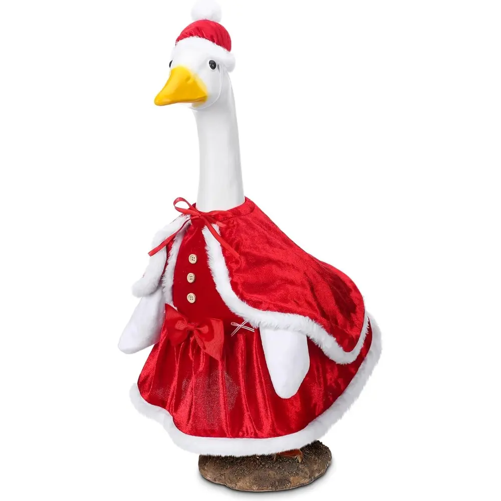 Christmas Mrs. Claus Goose Outfit Dresses Clothes for 23" High Cement or Plastic Goose Lawn Clothing Porch Garden Costume for Yard Outdoor Patio Statue Xmas Santa Holiday Decor Christmas Decorations Festive Decoration