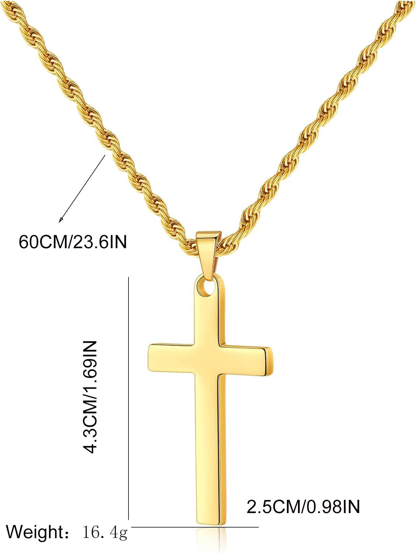 Street Style Cross Necklaces, 1 Count Stainless Steel Twist Chain ...