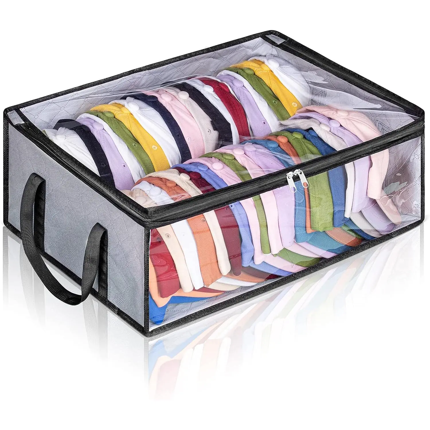 Grey Closet Baseball Cap Organizer - Large Hat Holder for Snapbacks, Holds Up to 40 Caps, Wide Storage Solution for Home Organization, Plastic