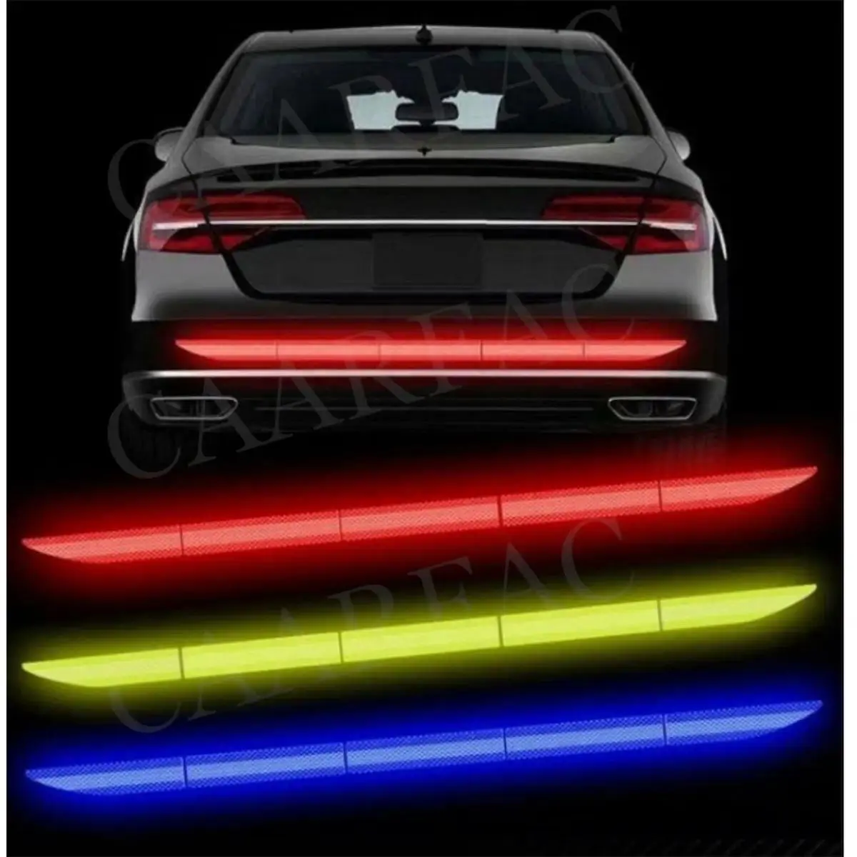 3-Pack Reflective Car Safety Stickers, Anti-Collision Warning Reflective Tape Decals for Car Trunk & Rearview Mirror Exterior Accessories