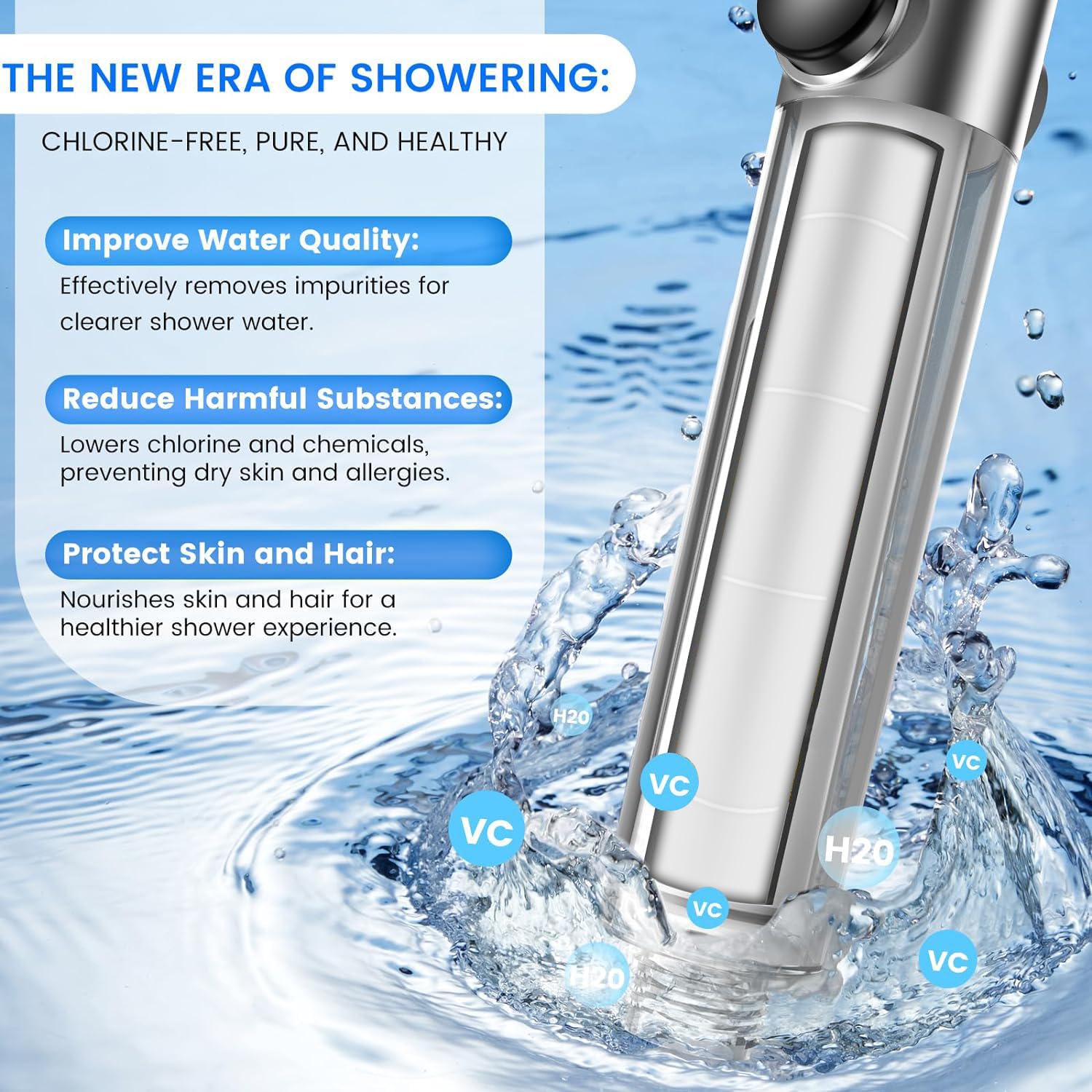 Enjoy A Home Spa Shower Experience With This 9-Piece Pressurized Shower Head Set, Featuring An Ionized Cool Mist Shower Mode And A One-Touch Water Shut-Off Function. Includes A Water Jet Function, Stainless Steel Hose, Punch-Free Bracket And 6 Filters.