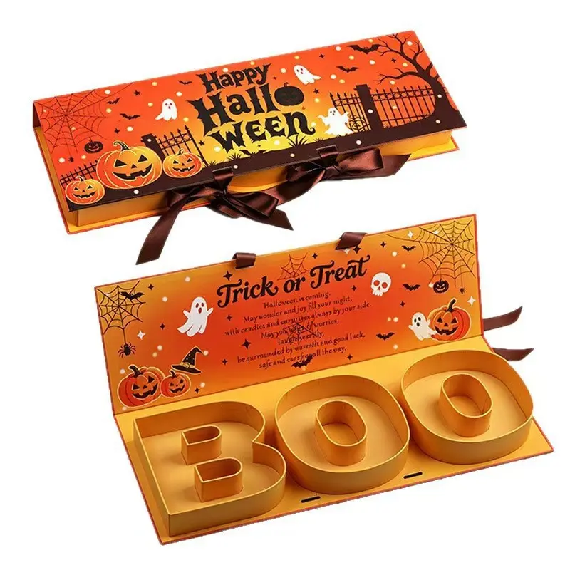 Halloween Flip-Top Gift Box, Creative Bow Candy Box, Halloween Party Atmosphere Souvenir Packaging, Unique Holiday Presents