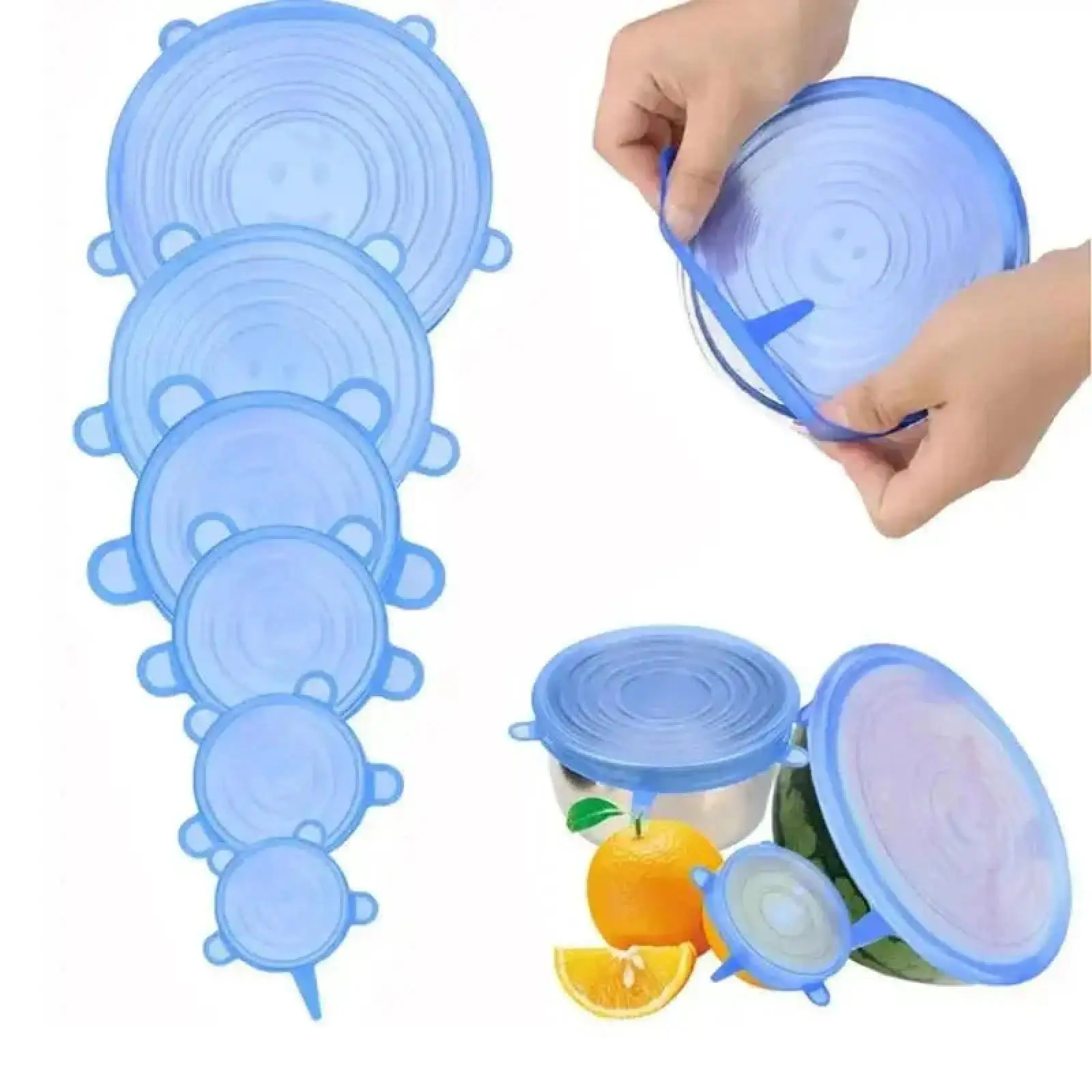 Reusable Stretchable Silicone Bowl Lid, 6pcs Stretch Leak Proof Lids for, Round Bowl Cover, Food Cover, Kitchen Gadgets, Meal Prep Containers Lid