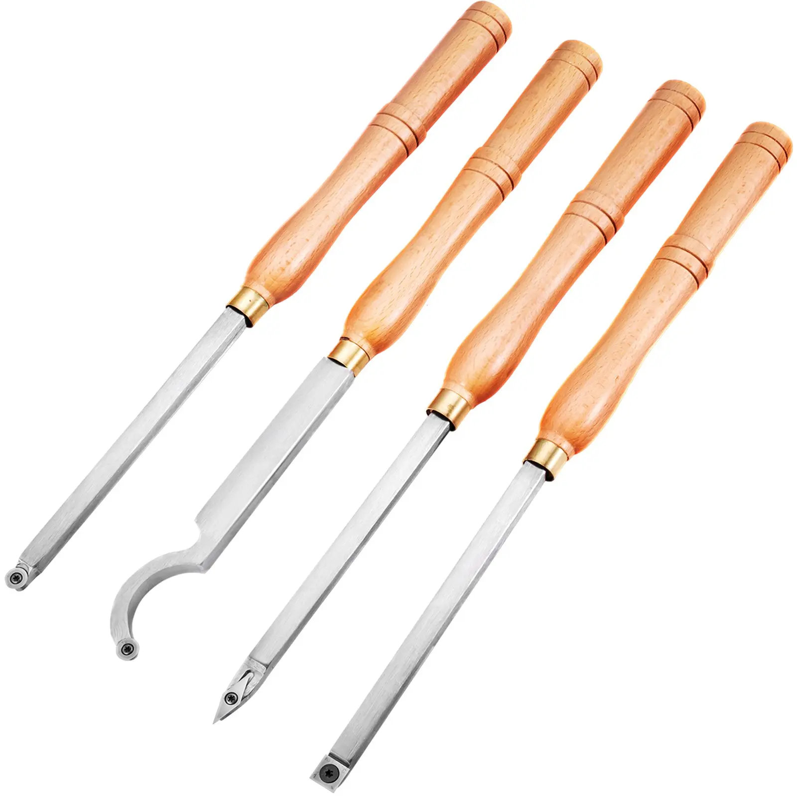 【DealsForYouDays】VEVOR Wood Turning Tools for Lathe 4 PCS Set, Carbide Lathe Tools with Diamond Shape, Round, Square Cutters, Turning Lathe Chisels with Comfortable Grip Handles Lathe Tools for Craft DIY Hobbyists