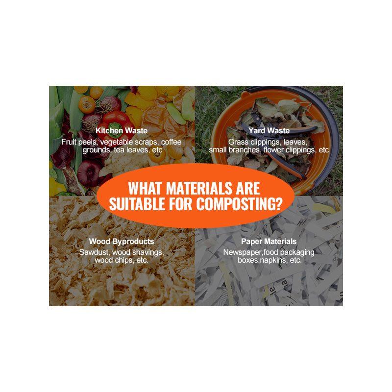 VEVOR Compost Bin, 43-Gal Dual Chamber Composting Tumbler, Large Tumbling Rotating Composter with 2 Sliding Doors and Steel Frame, BPA Free Composter Bin Tumbler for Garden, Kitchen, Yard, Outdoor