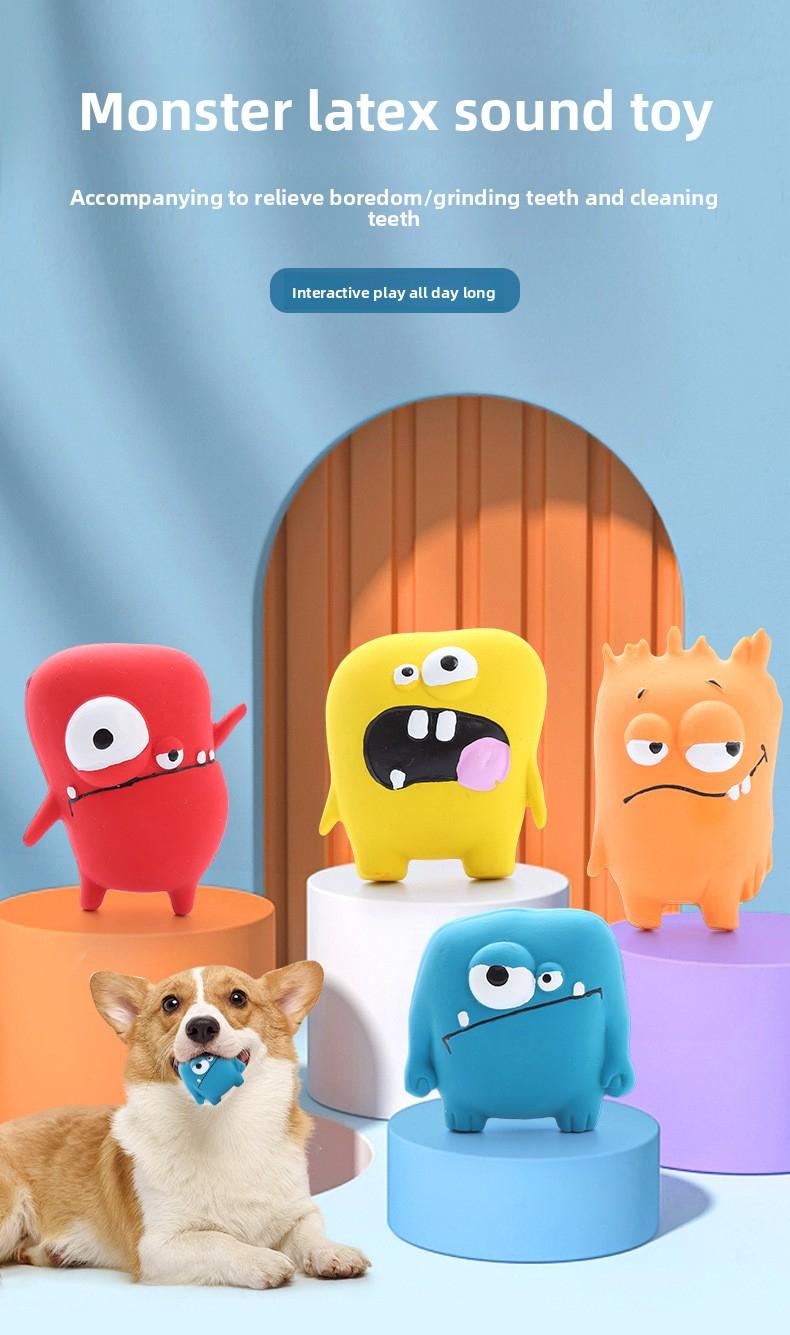 Safe Natural Latex Dog Chew Toy - Cute Big-Eye Monster Squeaky Toy, Gentle on Gums for Puppies & Light Chewers, Resilient Non-Toxic Fetch & Teething Toy for Small Dogs surprise gift shaped harness Interactive Bungee Bite Resistant Inflatable Balls Set