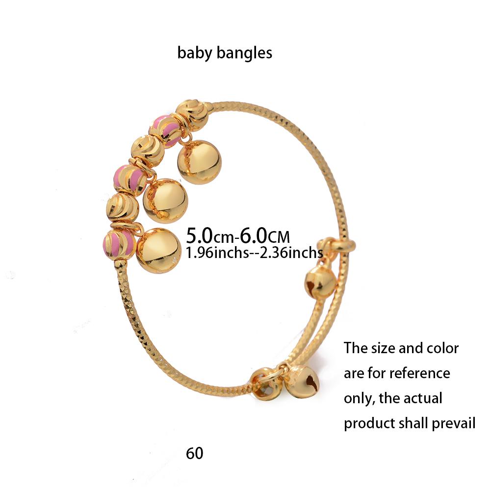 4pcs Baby Bangles Heart  Dubai Gold Color Bangles Kids Bracelet Luxury Bracelet Dubai Bangles Child Jewelry Birthday Present