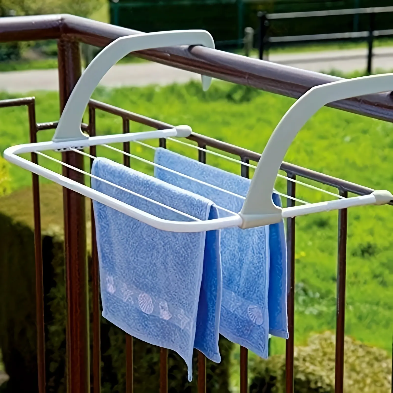 Adjustable folding drying rack - heavy-duty telescopic clothes drying rod, adopts space-saving folding design, adjustable height, suitable for balconies, radiators, window sills - indoor and outdoor dual-purpose drying rack,
