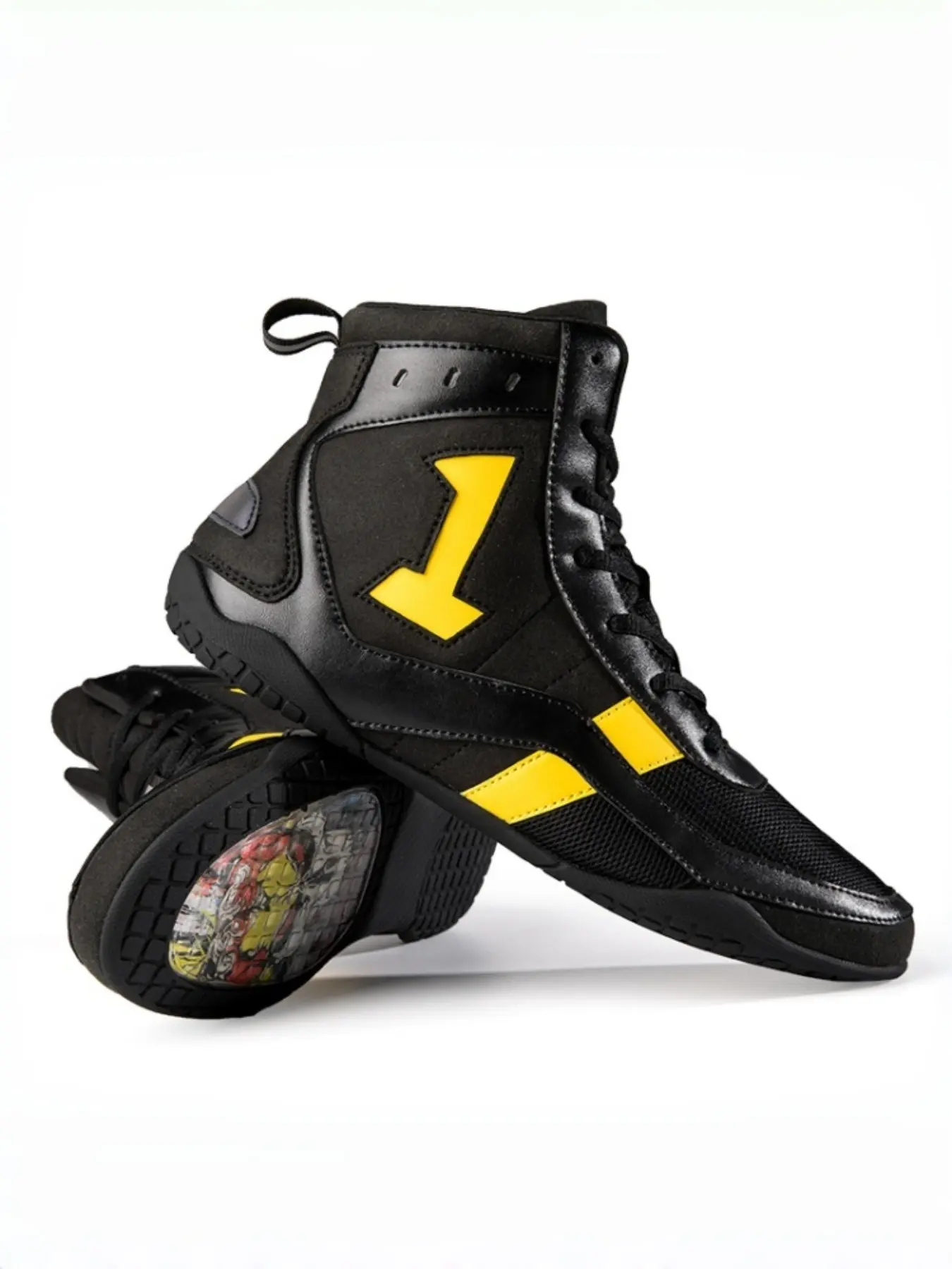 Men's Professional High-Top Boxing Shoes, Lightweight Anti-Slip Rubber Sole, Ankle Support Wrestling Shoes, Indoor Sports Shoes