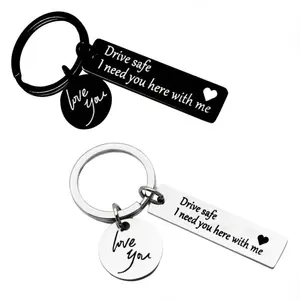 Drive Safe Keychain for Boyfriend Husband • I Need You Here With Me Engraved Keyring Love You Charm New Driver Trucker Couples Gift
