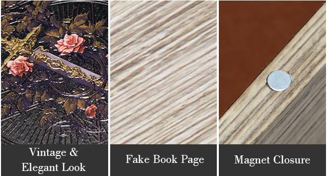 Premium Canvas Book Shaped Box with Gold Foil Decorative Storage,Secret Safe for Valuables, Remote Control Holder Elegant Home Office Decor Large Size Box